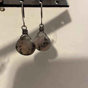 Moss agate teardrop earrings